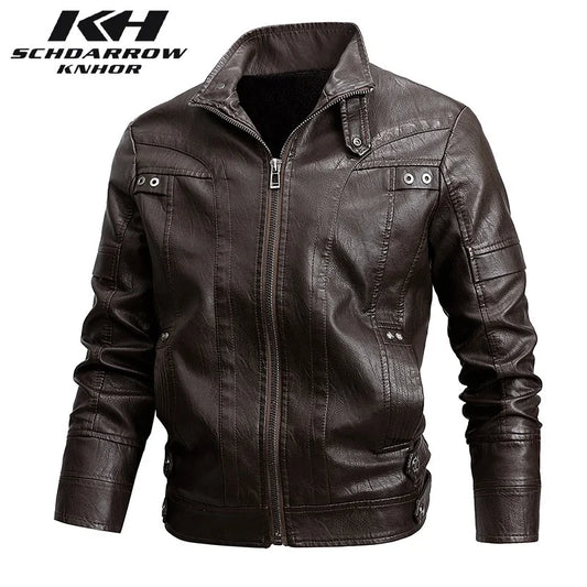 Mens Leather Jacket Autumn Winter New PU Leather Jacket Coat Classic Stand collar Cowboy Motorcycle Leather Jackets Male Clothes