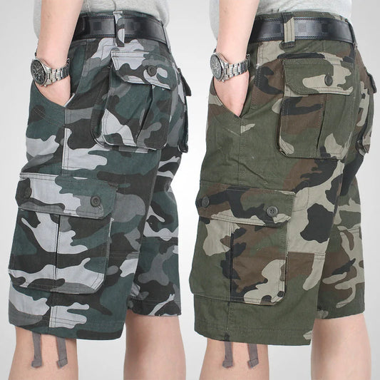 Summer Cargo Shorts Men Camouflage Camo Casual Cotton Multi-Pocket Baggy Bermuda Streetwear HipHop Military Tactical Work Shorts