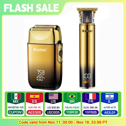 Kemei Hair Trimmer Electric Razor Foil Shavers Professional Beard Trimmer for Men Grooming Kit Barber Clippers Haircut Machine