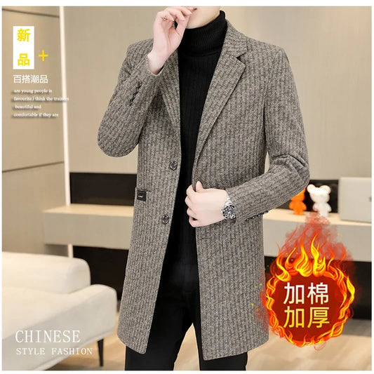 2024 New fashion comfortable high-end handsome wool coat autumn winter plus cotton and thick woollen business coat suit collar