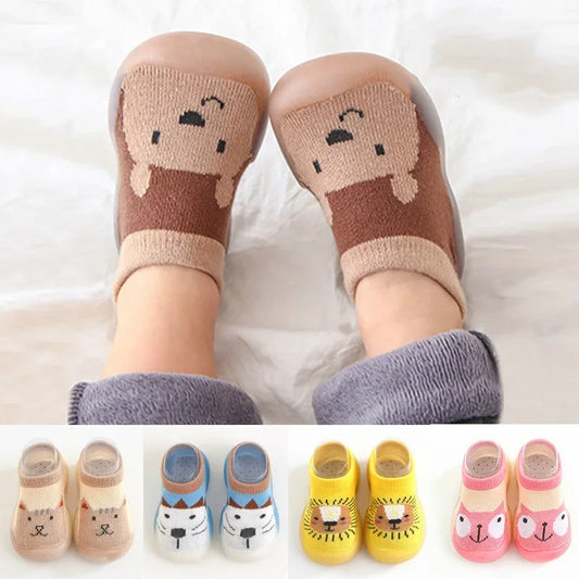 Children Anti-slip Shoes Newborn Baby Girl Cotton Non-slip Floor Socks Baby Boy Rubber Sole Cartoon Indoor Socks Infant Shoes