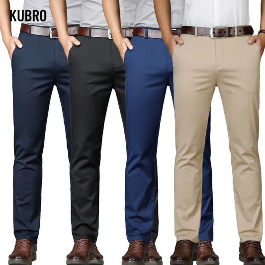 KUBRO Office Men's Business Casual Suit Pants Summer Thin Cotton Soft Loose Straight Elegant Versatile Trousers Large Size 28-42