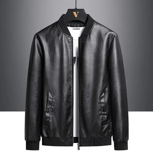 Leather coat big size men's authentic new high-grade soft leather and fleece baseball leather jacket  and winter fleece coat