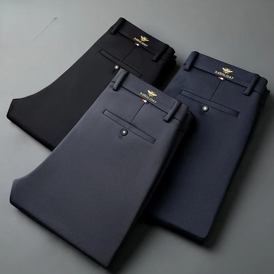 Straight Business Pants Men Spring Autumn Clothes Fashion Classic Designer Breathable Casual Long Formal Trouser Male