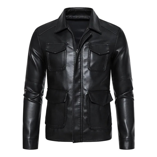 Maidangdi Motorcycle Youth Autumn New European and American Trendy Slim Fit and Handsome Versatile Lapel Cycling Leather Jacket