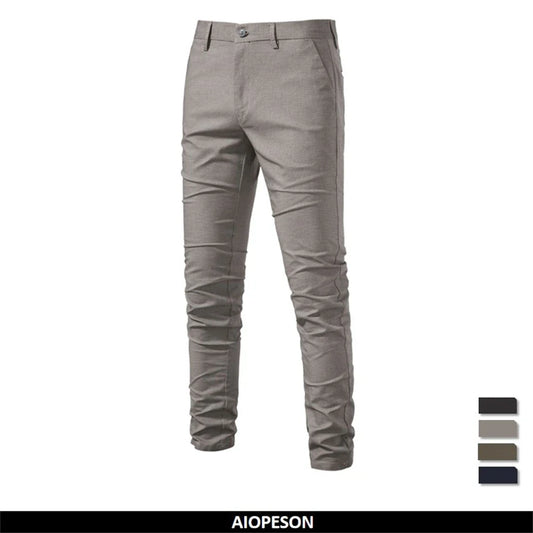 AIOPESON 2023 Autumn Business Social Casual Slim Men's Pants Top Quality Smooth Fit Cotton Trousers Pencil Pants for Men