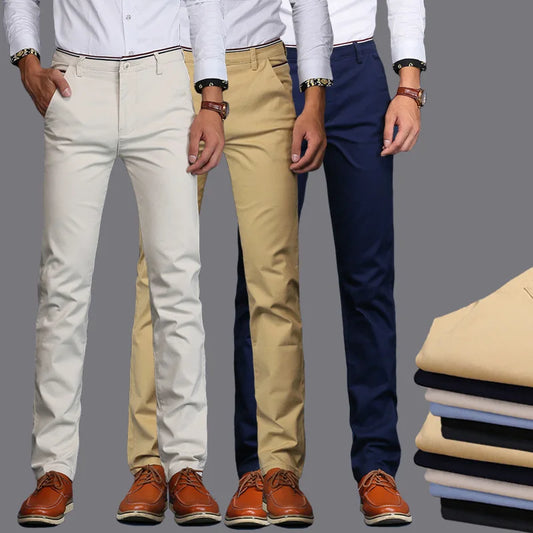 Classic Style Men Spring Summer Thin Casual Pants Fashion Business Solid Color Office Trousers Men Suit Pants Y2k Men Clothing