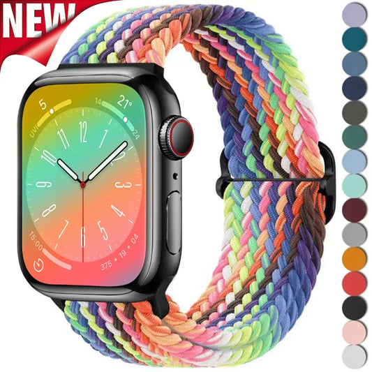 Nylon Strap for Apple Watch Ultra 2 Band 49mm 40mm 44mm 41mm S10 46mm Elastic Braided Loop Bracelet IWatch Series 9 8 7 6 SE 5 4