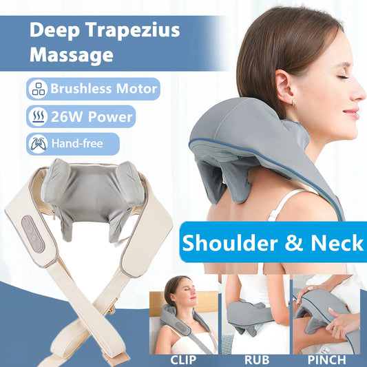 Foreverlily 26W Neck And Shoulder Massager Wireless Shoulder And Back Kneading Massage Shawl Trapezius Neck Cervical masajeador