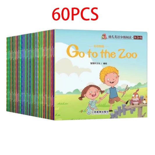 60 Books/set Children's English Early Learning Picture Book Storybook Enlightenment Cognitive Tale Bedtime Story Book