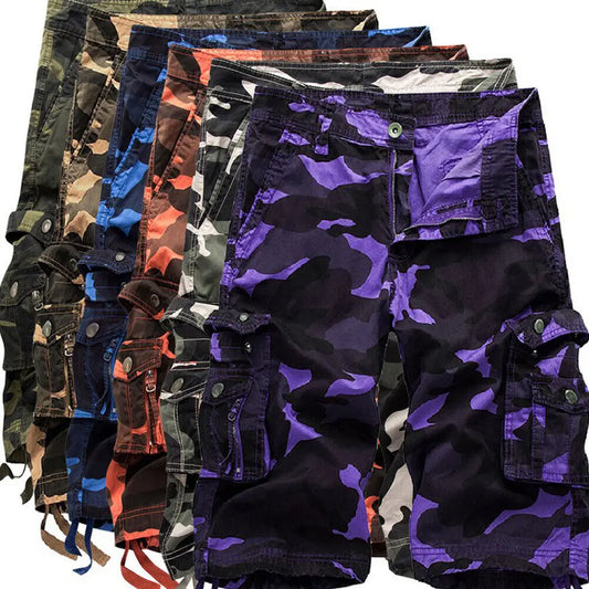 Summer Cargo Shorts Men Camouflage Camo Casual Cotton Multi-Pocket Baggy Loose Work Shorts Streetwear HipHop Shorts 30-42