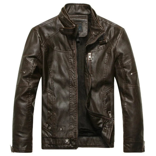 Motorcycle PU Leather Jackets Men's Slim Stand Old Washed Leather Coats New Vintage Casual Jacket Jaqueta De Couro Masculina