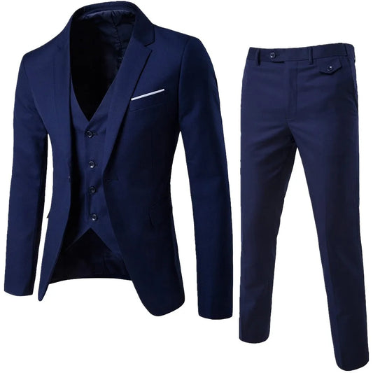 Men Classic 3 Pieces Set Suit Wedding Suits For Men Slim Suit Jacket Pant Vest Suit Men Tuxedo Single Breasted Costume Homme