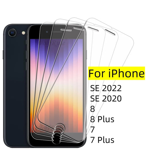 4Pcs For iPhone SE 2022 Glass iPhone SE 2022 2020 7 8 Plus Tempered Glass Transparent Clear 9H Screen Protector iPhone SE 2022