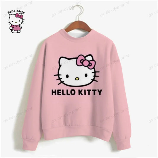 HELLO KITTY Streetwear Hoodies Fashion Women Sweatshirt Autumn Winter Long Sleeve Harajuku Hooded Sweater Cartoon sudadera mujer