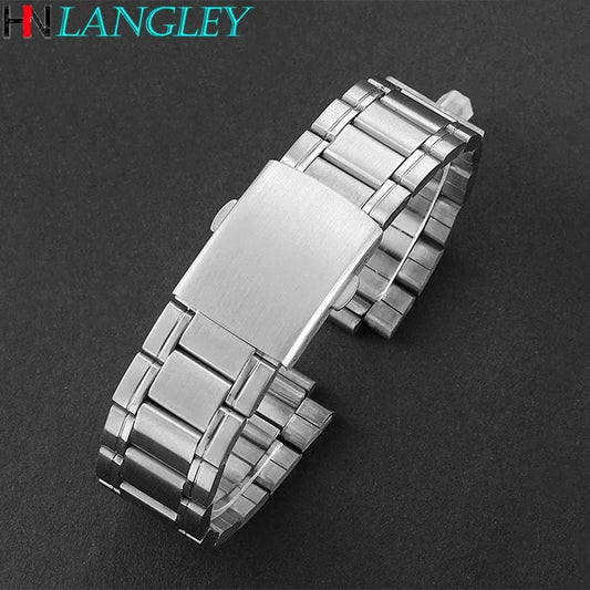 12 14mm 16mm 18mm 20mm 22mm 24mm Stainless Steel Links Watch Bands Strap Wristwatch Clasp Bracelet Replacement Light Weight Band