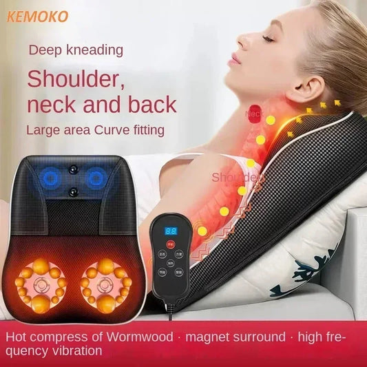 Electric Shiatsu Head Neck Cervical Ttraction Body Massager Car Back Pillow with Heating Vibrating Massage Device  Foot Massage