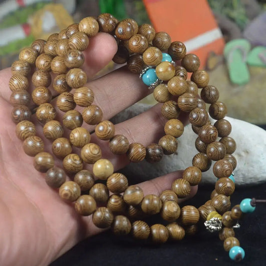 2022New 6mm Natural Sandalwood Bracelet Women Men Buddhist Buddha Meditation Wood Prayer Beaded Bracelet 108 Beads Hanging Decor