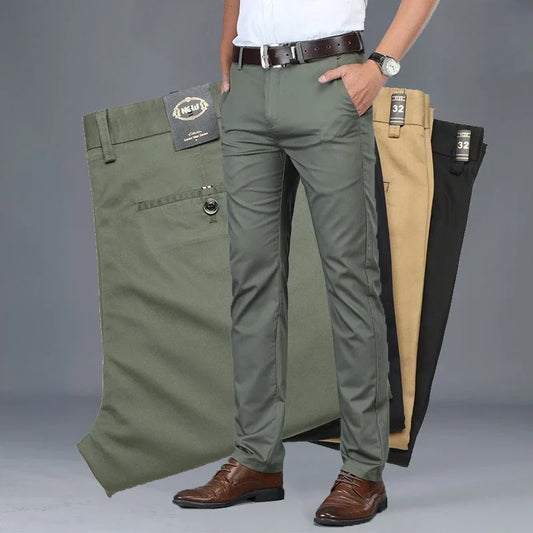 2024 Summer Thin Korean Style Business Casual Trousers for Men Stretch Soft Straight Leg Loose Fashionable Casual Pants Male